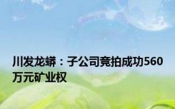 川发龙蟒：子公司竞拍成功560万元矿业权