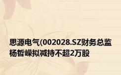 思源电气(002028.SZ财务总监杨哲嵘拟减持不超2万股