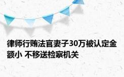 律师行贿法官妻子30万被认定金额小 不移送检察机关