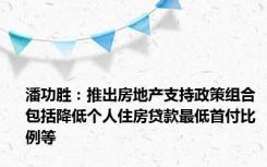 潘功胜：推出房地产支持政策组合 包括降低个人住房贷款最低首付比例等