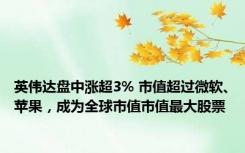 英伟达盘中涨超3% 市值超过微软、苹果，成为全球市值市值最大股票