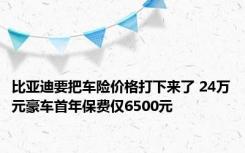 比亚迪要把车险价格打下来了 24万元豪车首年保费仅6500元