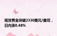 现货黄金突破2330美元/盎司，日内涨0.48%