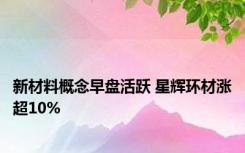 新材料概念早盘活跃 星辉环材涨超10%