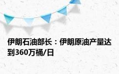 伊朗石油部长：伊朗原油产量达到360万桶/日