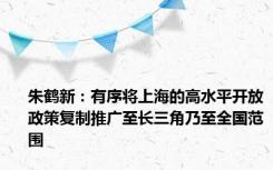 朱鹤新：有序将上海的高水平开放政策复制推广至长三角乃至全国范围