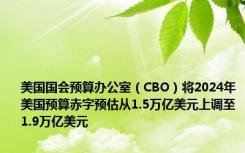 美国国会预算办公室（CBO）将2024年美国预算赤字预估从1.5万亿美元上调至1.9万亿美元