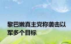 黎巴嫩真主党称袭击以军多个目标