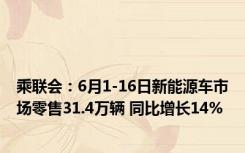 乘联会：6月1-16日新能源车市场零售31.4万辆 同比增长14%