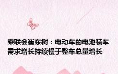 乘联会崔东树：电动车的电池装车需求增长持续慢于整车总量增长