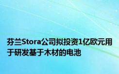 芬兰Stora公司拟投资1亿欧元用于研发基于木材的电池