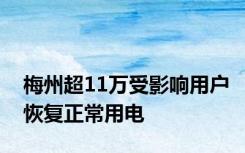 梅州超11万受影响用户恢复正常用电