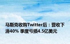 马斯克收购Twitter后：营收下滑40% 季度亏损4.5亿美元