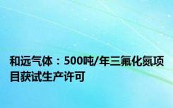 和远气体：500吨/年三氟化氮项目获试生产许可