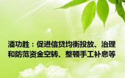 潘功胜：促进信贷均衡投放、治理和防范资金空转、整顿手工补息等