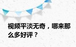 视频平淡无奇，哪来那么多好评？