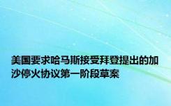 美国要求哈马斯接受拜登提出的加沙停火协议第一阶段草案