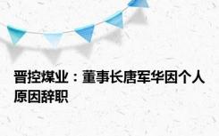 晋控煤业：董事长唐军华因个人原因辞职