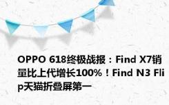 OPPO 618终极战报：Find X7销量比上代增长100%！Find N3 Flip天猫折叠屏第一