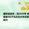 国家能源局：到2025年 配电网将具备5亿千瓦左右分布式新能源接入能力