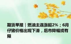 期货早报｜燃油主连涨超2%；6月仔猪价格出现下滑，后市降幅或有限