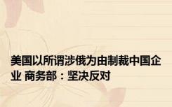 美国以所谓涉俄为由制裁中国企业 商务部：坚决反对