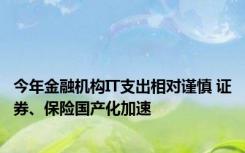 今年金融机构IT支出相对谨慎 证券、保险国产化加速