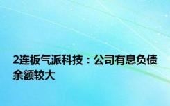 2连板气派科技：公司有息负债余额较大