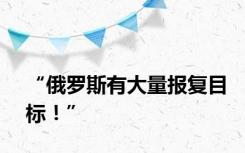 “俄罗斯有大量报复目标！”