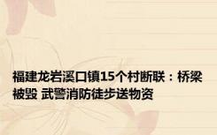 福建龙岩溪口镇15个村断联：桥梁被毁 武警消防徒步送物资