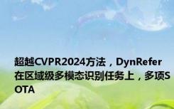 超越CVPR2024方法，DynRefer在区域级多模态识别任务上，多项SOTA