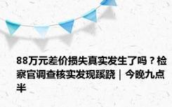 88万元差价损失真实发生了吗？检察官调查核实发现蹊跷｜今晚九点半