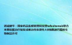 诺诚健华：国家药品监督管理局受理tafasitamab联合来那度胺治疗复发或难治性弥漫性大B细胞淋巴瘤的生物制品许可