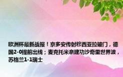 欧洲杯最新战报！京多安传射穆西亚拉破门，德国2-0提前出线；麦克托米奈建功沙奇里世界波，苏格兰1-1瑞士