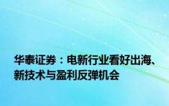 华泰证券：电新行业看好出海、新技术与盈利反弹机会