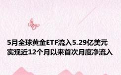 5月全球黄金ETF流入5.29亿美元 实现近12个月以来首次月度净流入