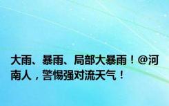 大雨、暴雨、局部大暴雨！@河南人，警惕强对流天气！