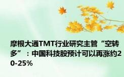 摩根大通TMT行业研究主管“空转多”：中国科技股预计可以再涨约20-25%