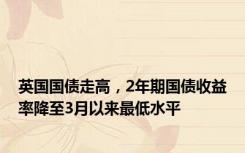 英国国债走高，2年期国债收益率降至3月以来最低水平