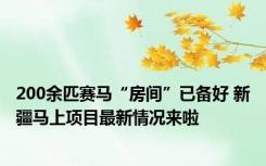 200余匹赛马“房间”已备好 新疆马上项目最新情况来啦