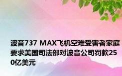 波音737 MAX飞机空难受害者家庭要求美国司法部对波音公司罚款250亿美元