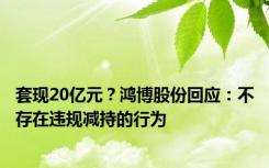 套现20亿元？鸿博股份回应：不存在违规减持的行为