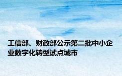 工信部、财政部公示第二批中小企业数字化转型试点城市