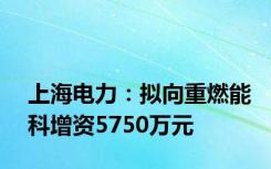 上海电力：拟向重燃能科增资5750万元