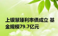 上银慧臻利率债成立 基金规模79.7亿元