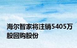 海尔智家将注销5405万股回购股份