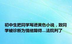 初中生把同学写进黄色小说，致同学被诊断为情绪障碍…法院判了