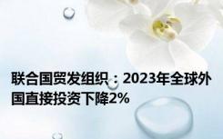 联合国贸发组织：2023年全球外国直接投资下降2%