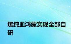 爆纯血鸿蒙实现全部自研