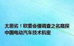 太恶劣！欧委会借调查之名窥探中国电动汽车技术机密